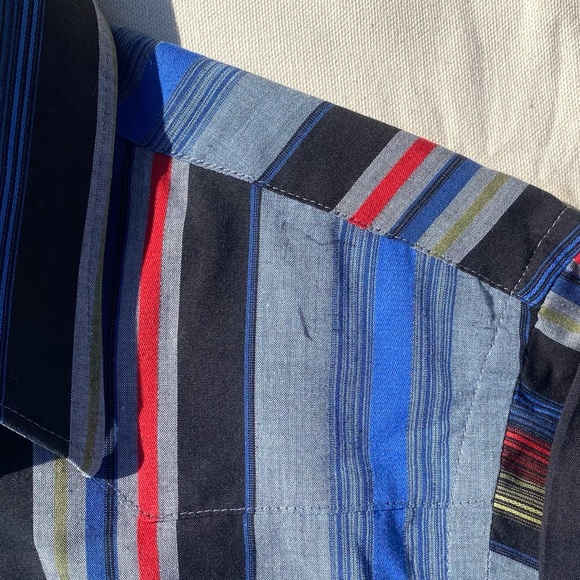 Wrangler Vibrant Striped Button Down Shirt Black Snap Button Vintage Western - Picture 5 of 7